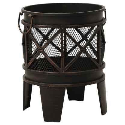vidaXL Rustic Fire Pit with Poker Φ42x54 cm Steel - Black