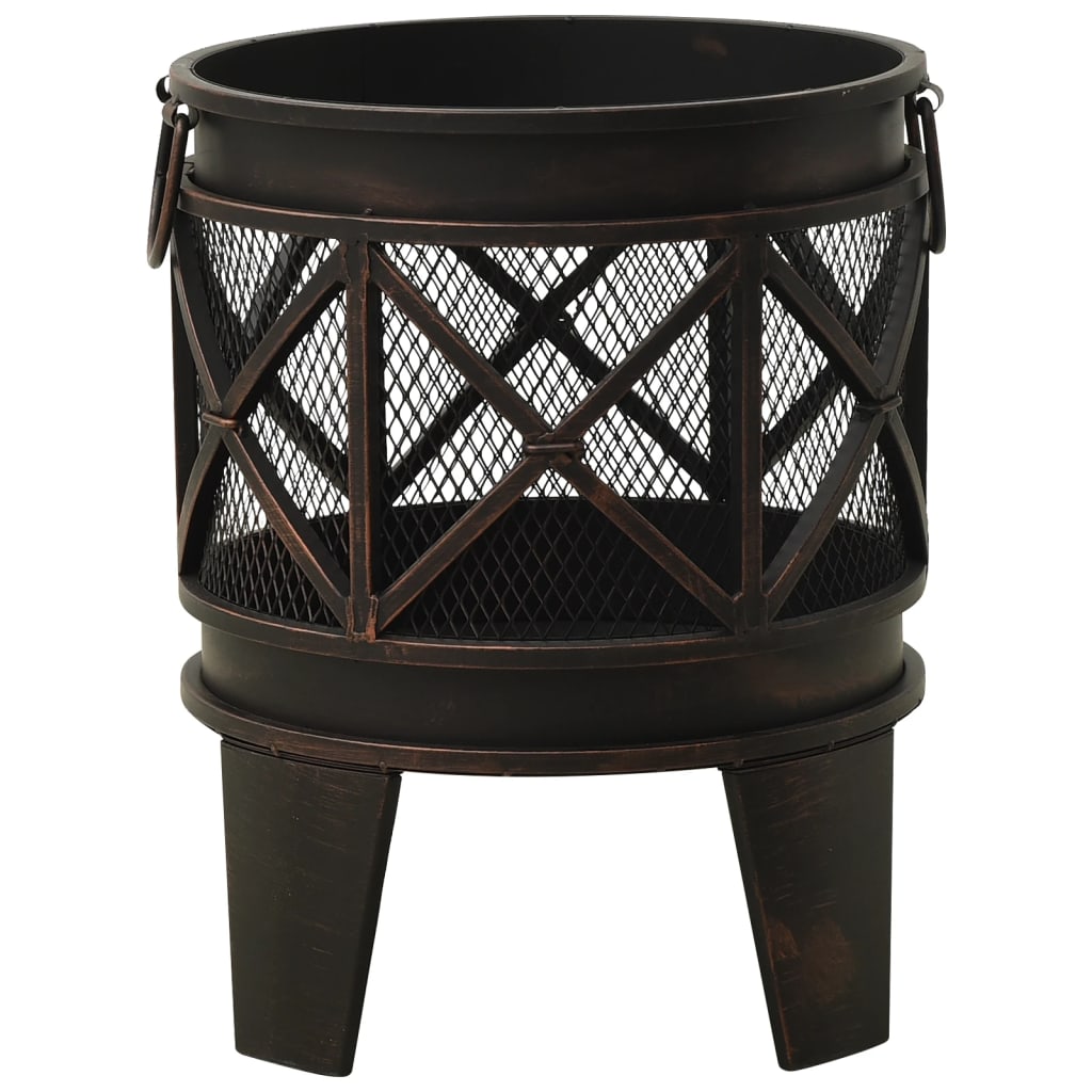 vidaXL Rustic Fire Pit with Poker Φ42x54 cm Steel - Black