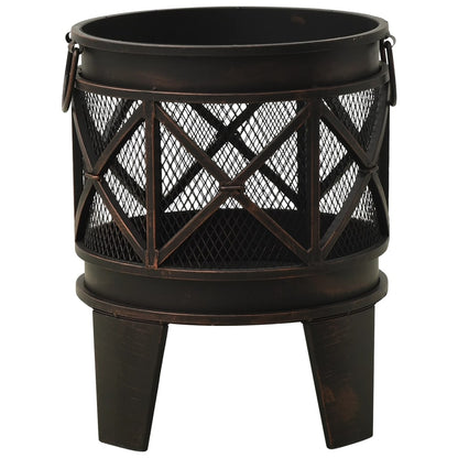 vidaXL Rustic Fire Pit with Poker Φ42x54 cm Steel - Black