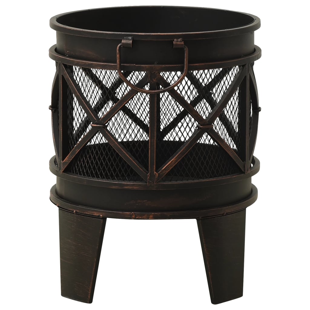 vidaXL Rustic Fire Pit with Poker Φ42x54 cm Steel - Black