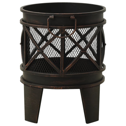 vidaXL Rustic Fire Pit with Poker Φ42x54 cm Steel - Black