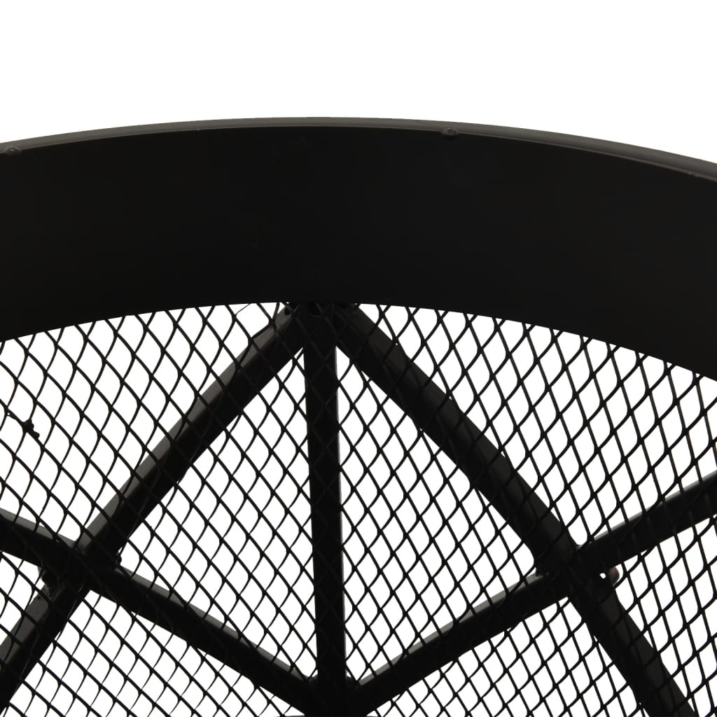 vidaXL Rustic Fire Pit with Poker Φ42x54 cm Steel - Black