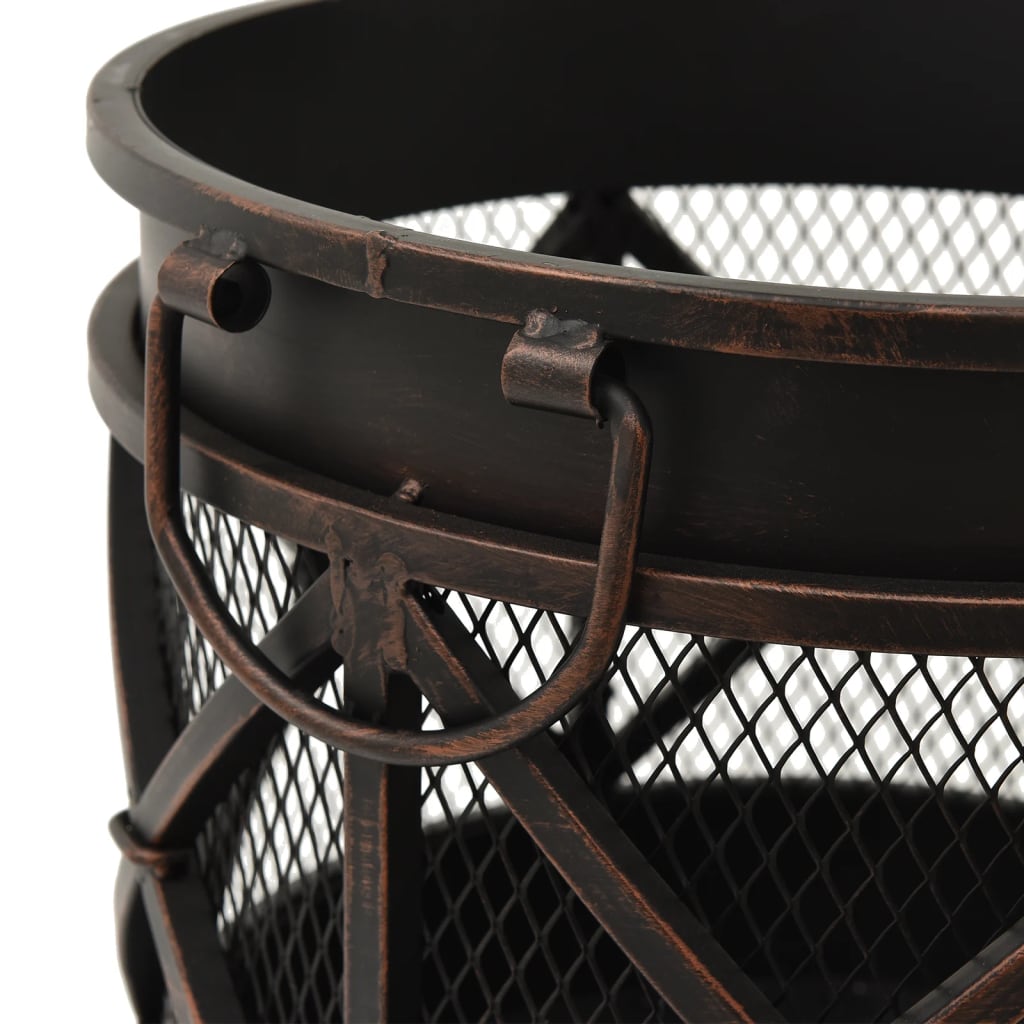 vidaXL Rustic Fire Pit with Poker Φ42x54 cm Steel - Black