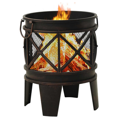 vidaXL Rustic Fire Pit with Poker Φ42x54 cm Steel - Black