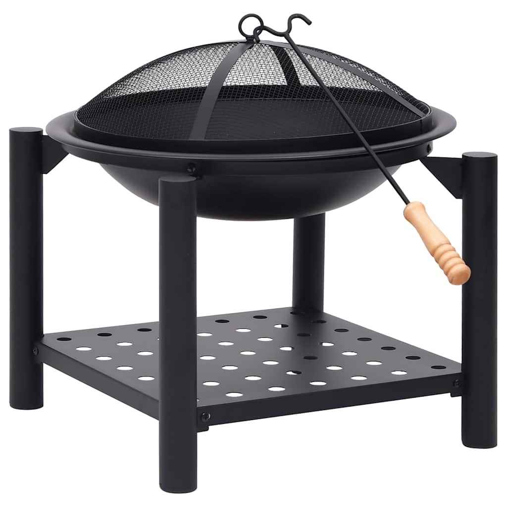 vidaXL Fire Pit with Poker 54x54x55 cm Steel - Black
