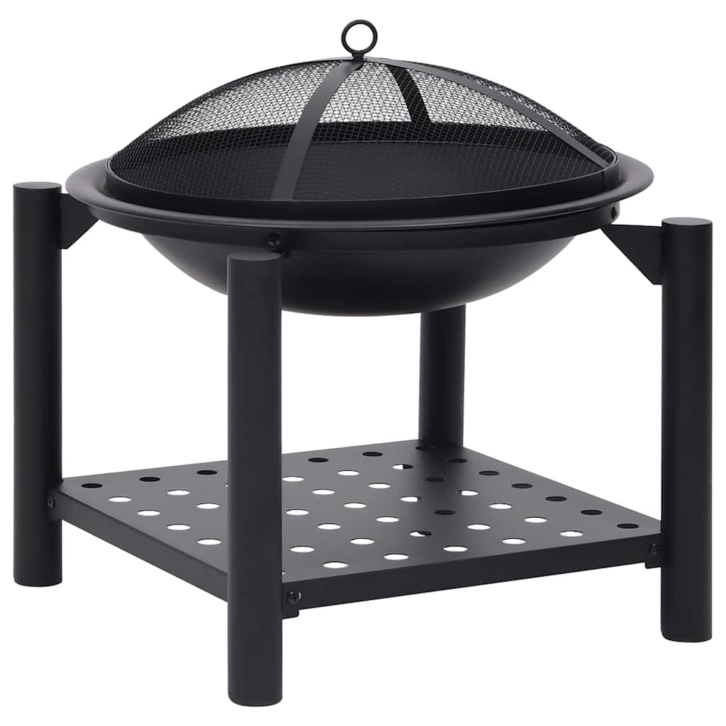 vidaXL Fire Pit with Poker 54x54x55 cm Steel - Black