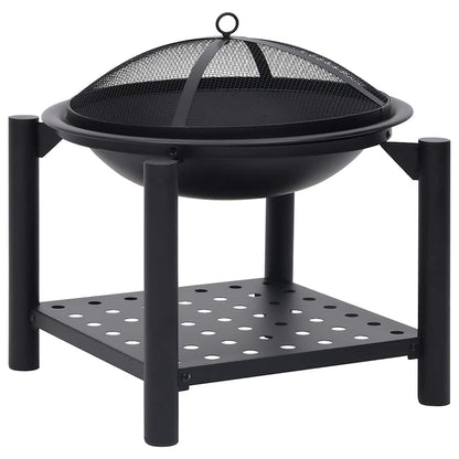 vidaXL Fire Pit with Poker 54x54x55 cm Steel - Black