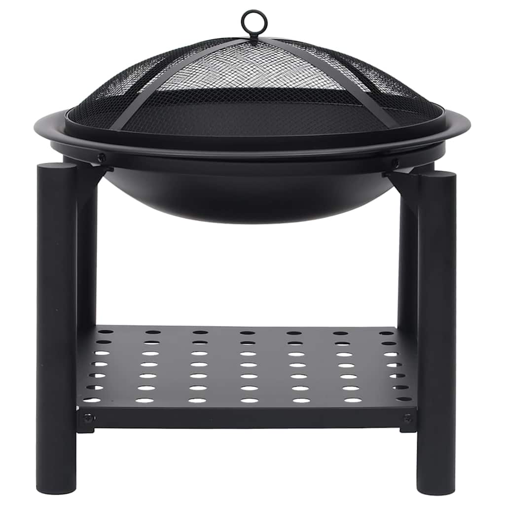 vidaXL Fire Pit with Poker 54x54x55 cm Steel - Black