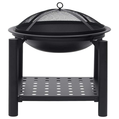 vidaXL Fire Pit with Poker 54x54x55 cm Steel - Black