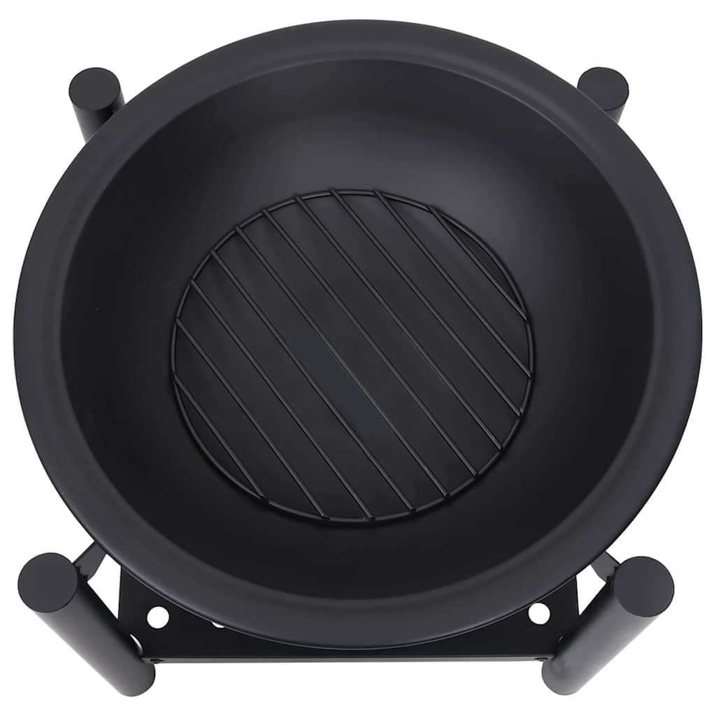 vidaXL Fire Pit with Poker 54x54x55 cm Steel - Black
