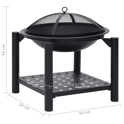 vidaXL Fire Pit with Poker 54x54x55 cm Steel - Black