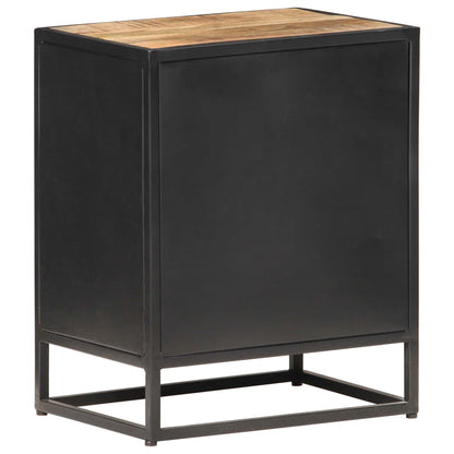 vidaXL Bedside Cabinet 40x30x50 cm Rough Mango Wood and Natural Cane - Brown