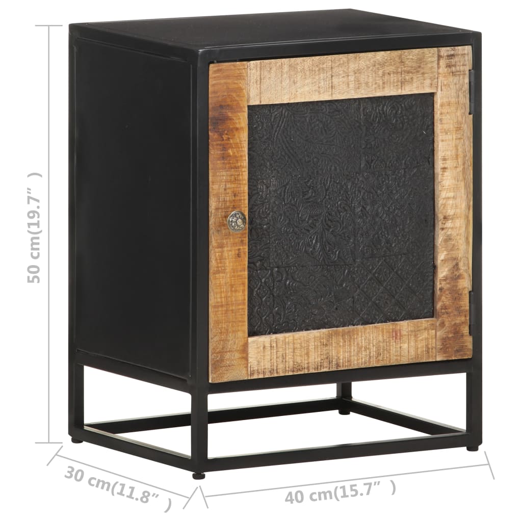 vidaXL Bedside Cabinet 40x30x50 cm Rough Mango Wood - Brown - 60862