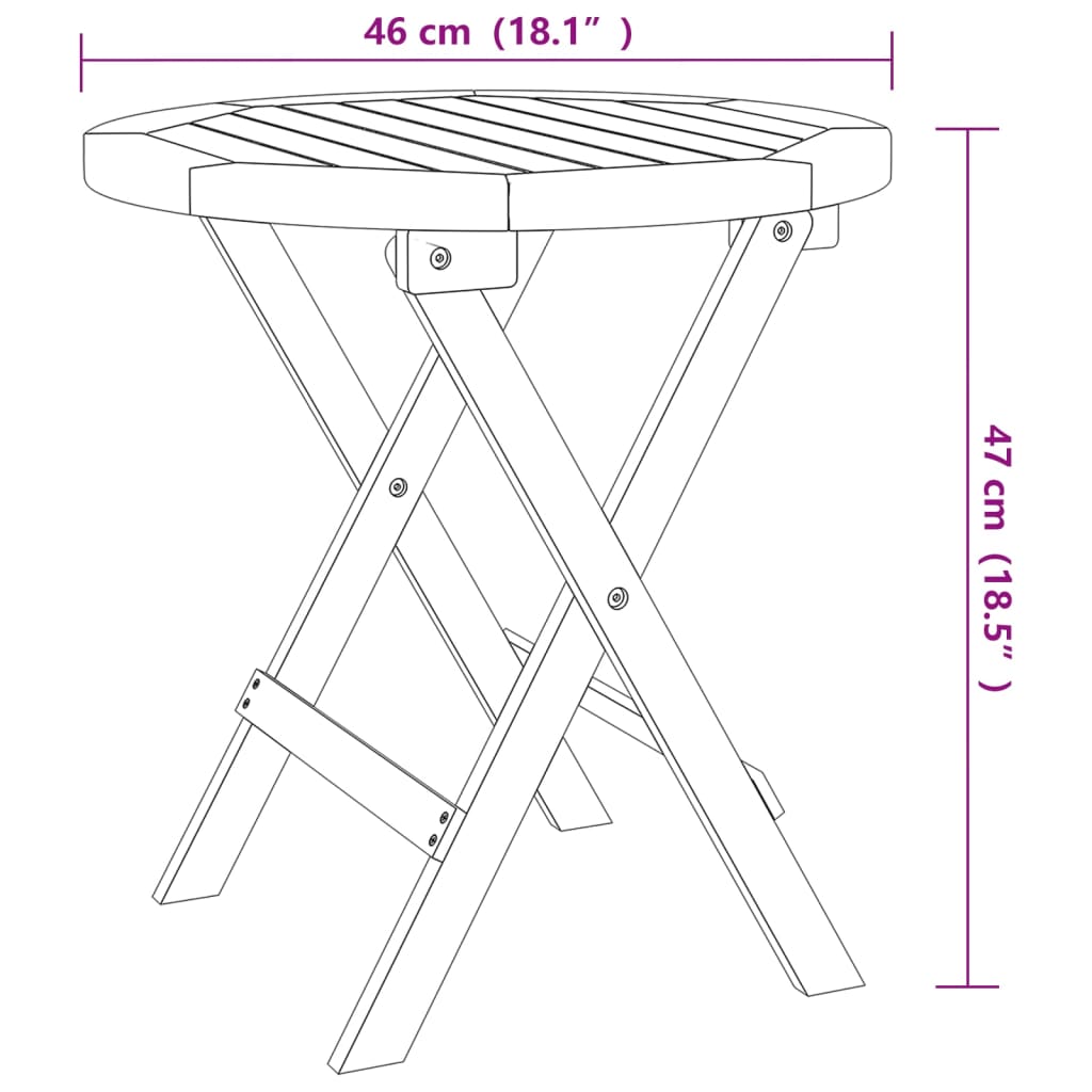 vidaXL Bistro Table Ø46x47 cm Solid Wood Acacia - Brown