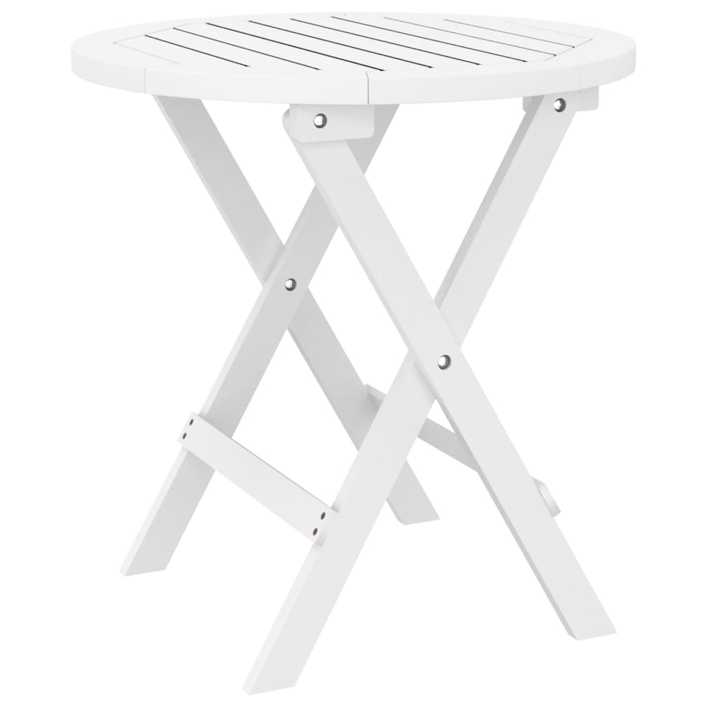 vidaXL Folding Garden Table White Ø 46 cm Solid Wood Acacia - Brown