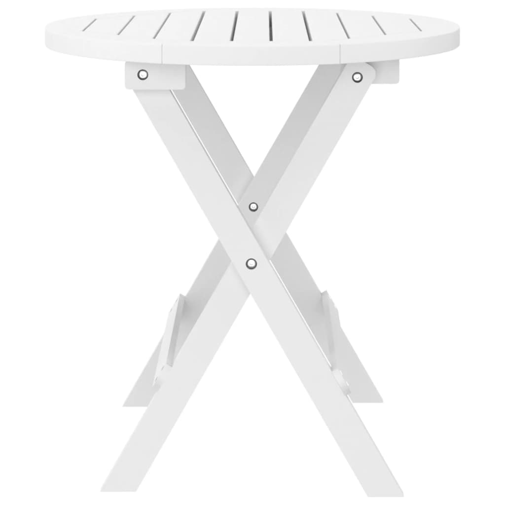 vidaXL Folding Garden Table White Ø 46 cm Solid Wood Acacia - Brown