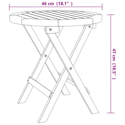 vidaXL Folding Garden Table White Ø 46 cm Solid Wood Acacia - Brown