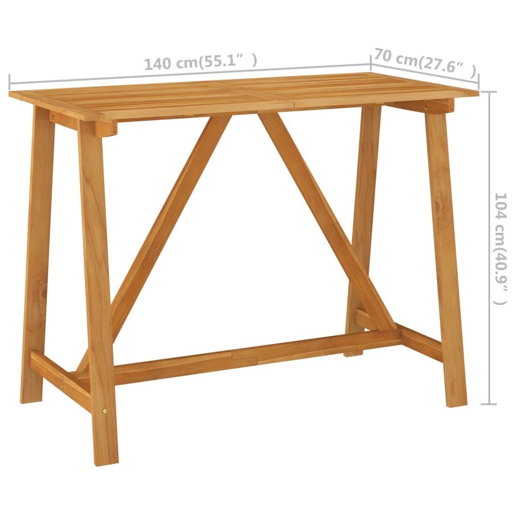 vidaXL Garden Bar Table 140x70x104 cm Solid Acacia Wood - Brown