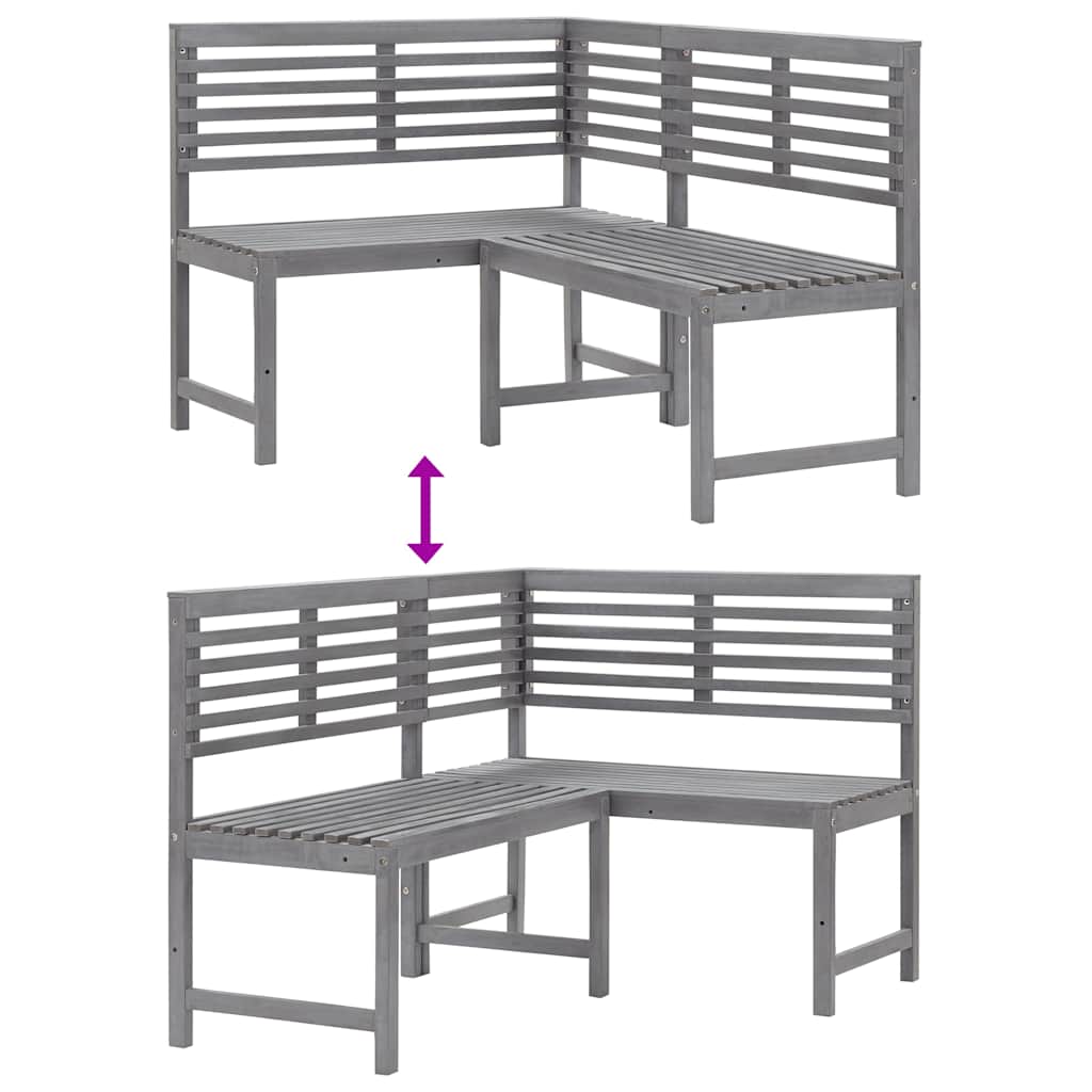 vidaXL Corner Bench | Grey | Solid acacia wood with a grey wash finish | Medium