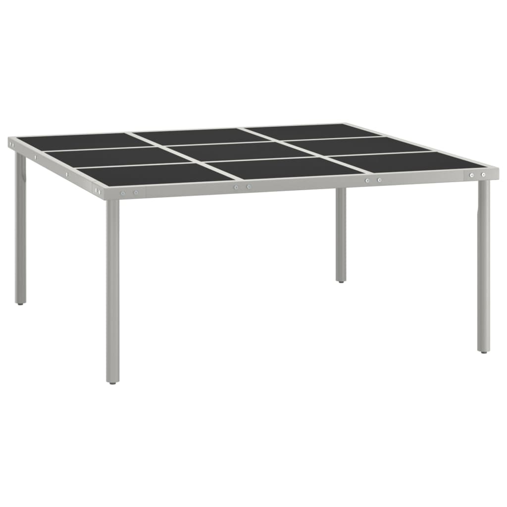 vidaXL Garden Dining Table 170x170x74.5 cm Glass and Steel - Black