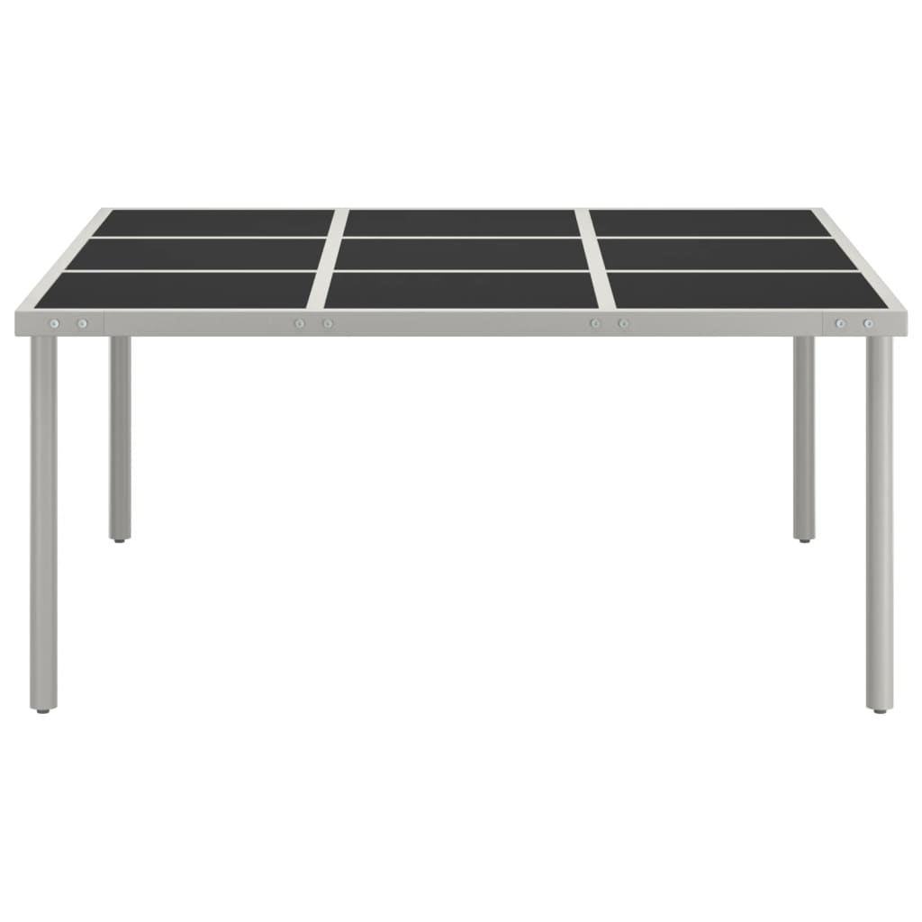 vidaXL Garden Dining Table 170x170x74.5 cm Glass and Steel - Black