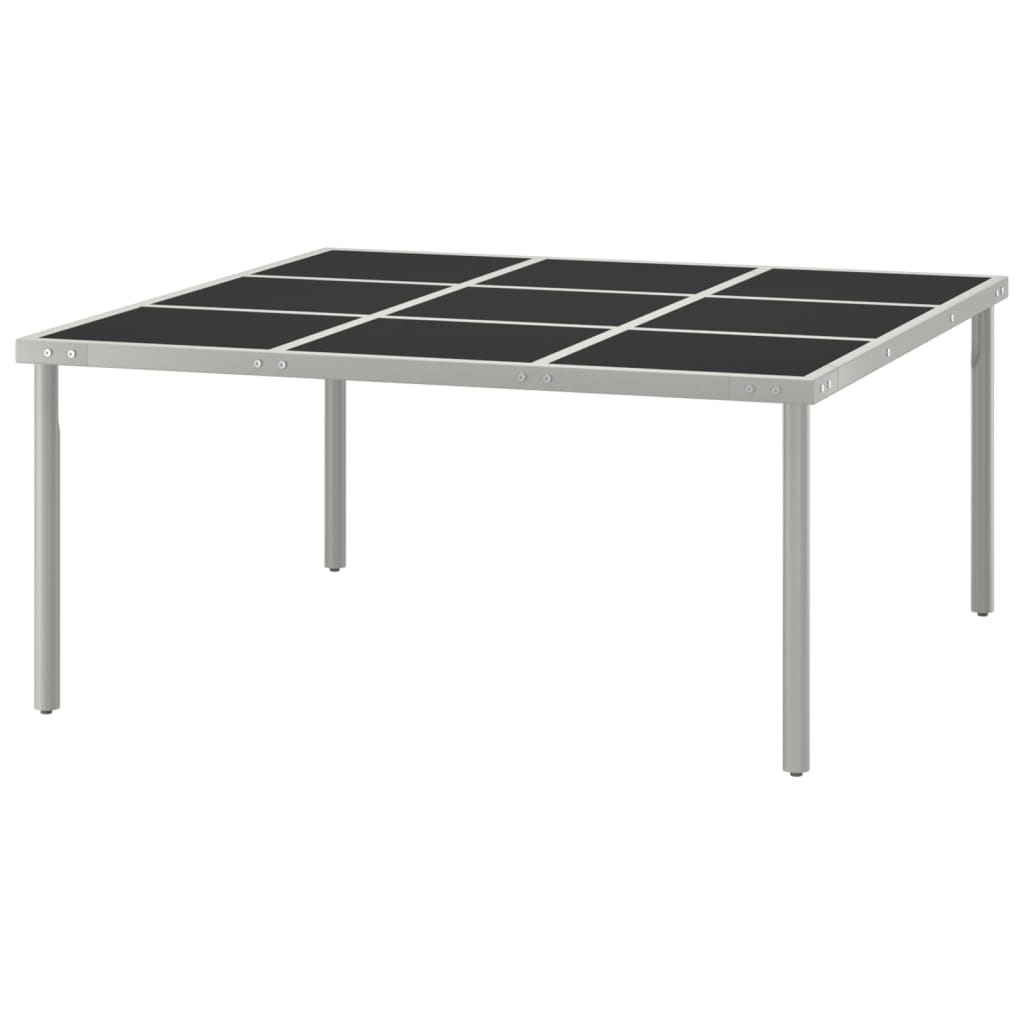 vidaXL Garden Dining Table 170x170x74.5 cm Glass and Steel - Black