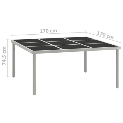 vidaXL Garden Dining Table 170x170x74.5 cm Glass and Steel - Black