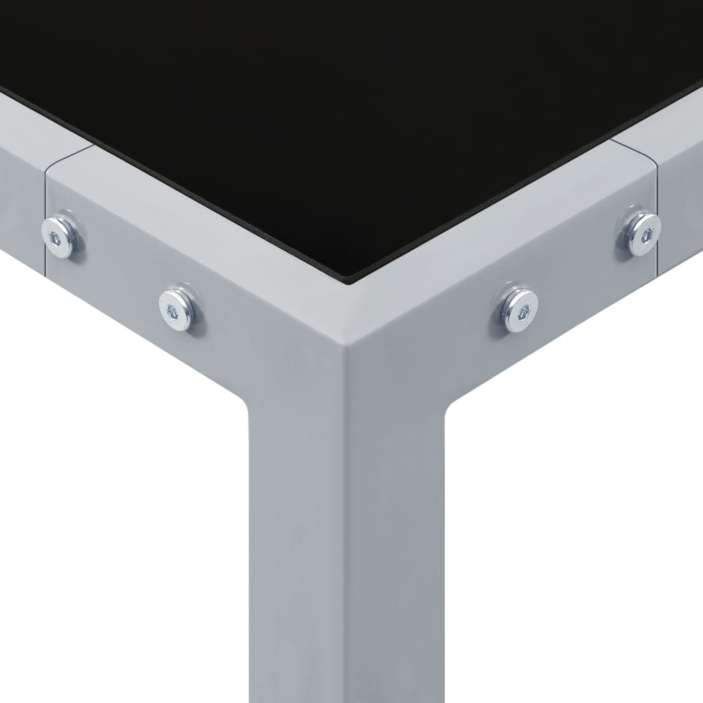 vidaXL Garden Table 130x130x72 cm Grey Steel and Glass