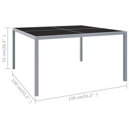 vidaXL Garden Table 130x130x72 cm Grey Steel and Glass