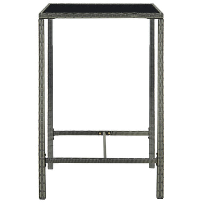 vidaXL Garden Bar Table Grey 70x70x110 cm Poly Rattan and Glass