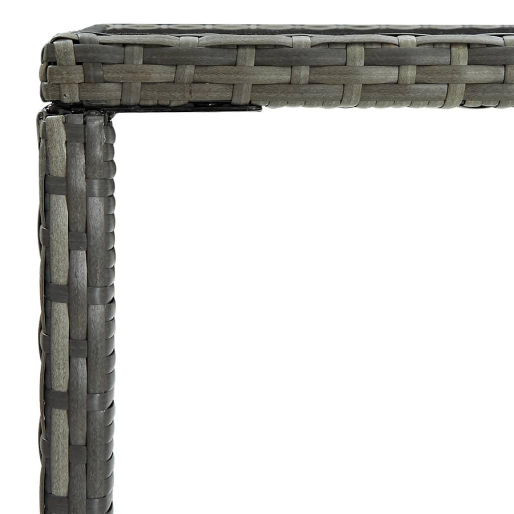 vidaXL Garden Bar Table Grey 70x70x110 cm Poly Rattan and Glass
