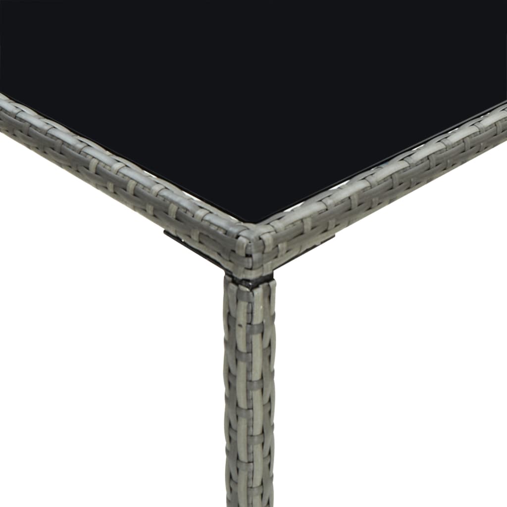vidaXL Garden Bar Table Grey 70x70x110 cm Poly Rattan and Glass
