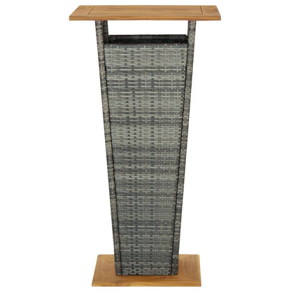 vidaXL Bar Table Grey 60x60x110 cm Poly Rattan and Solid Acacia Wood