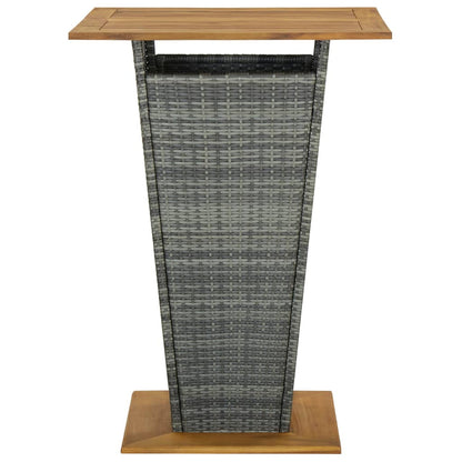 vidaXL Bar Table Grey 80x80x110 cm Poly Rattan and Solid Acacia Wood