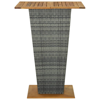 vidaXL Bar Table Grey 80x80x110 cm Poly Rattan and Solid Acacia Wood