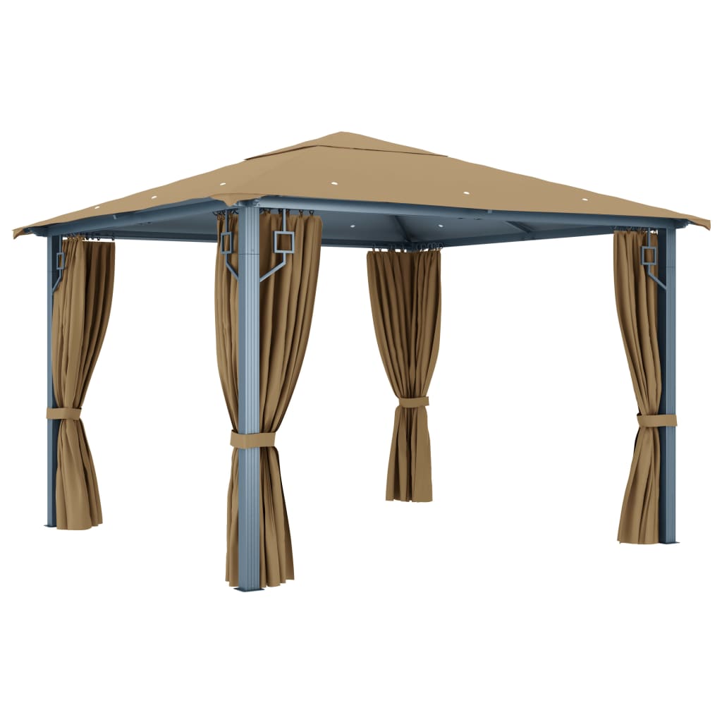 vidaXL Gazebo with Curtain 300x300 cm Taupe Aluminium
