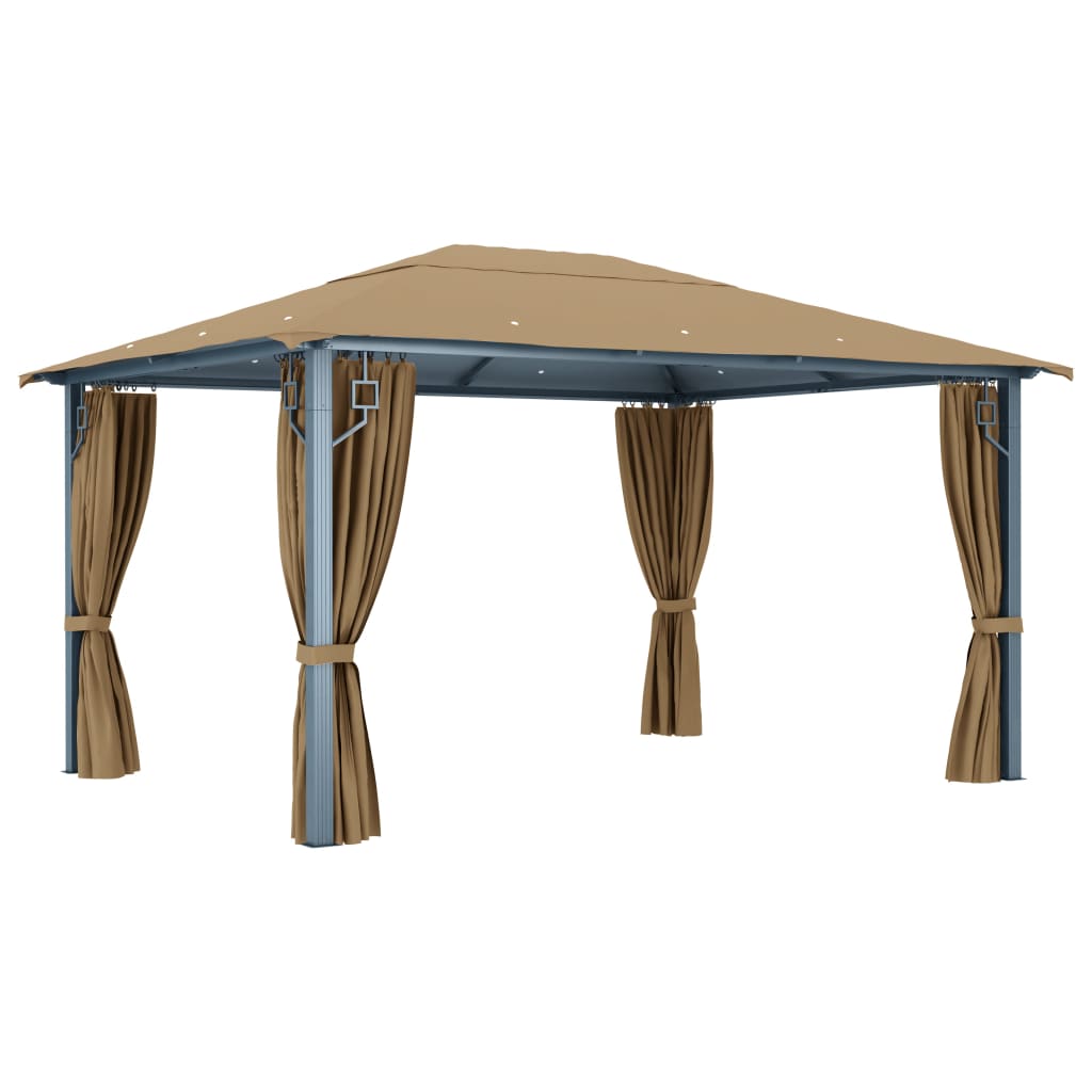vidaXL Gazebo with Curtain 400x300 cm Taupe Aluminium