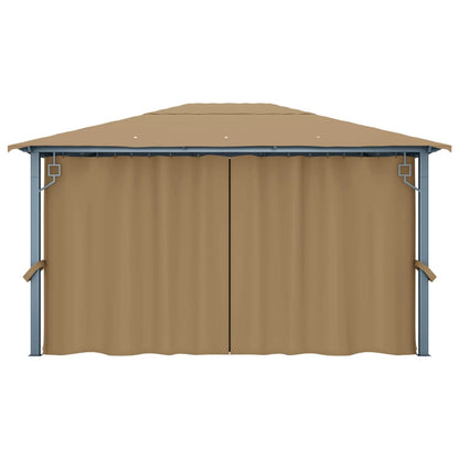 vidaXL Gazebo with Curtain 400x300 cm Taupe Aluminium
