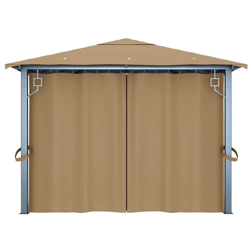 vidaXL Gazebo with Curtain 400x300 cm Taupe Aluminium