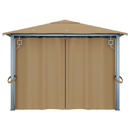 vidaXL Gazebo with Curtain 400x300 cm Taupe Aluminium