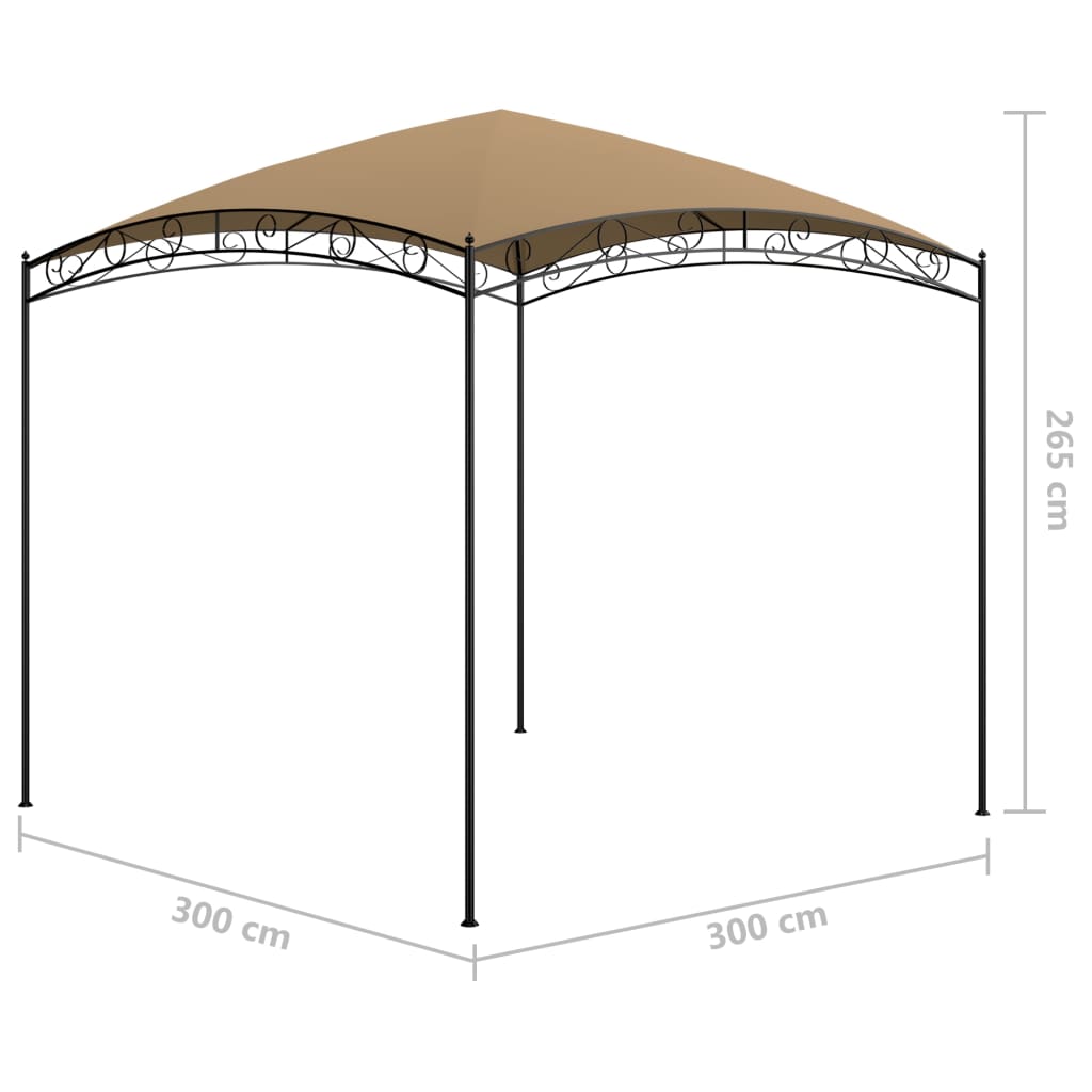 vidaXL Gazebo 3x3x2.65 m Taupe 180 g/m² - 3 x 3 x 2.65 m