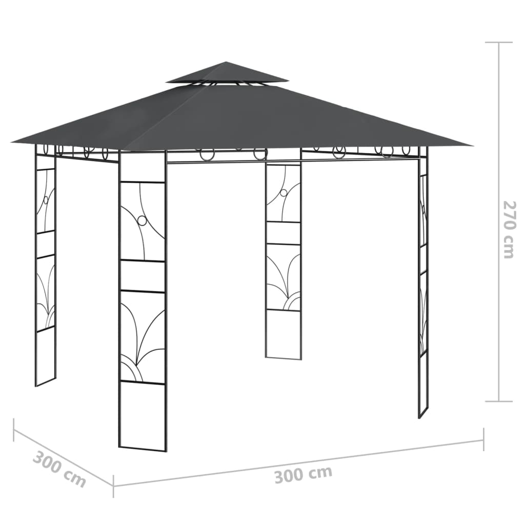 vidaXL Gazebo 3x3x2.7 m Anthracite 160 g/m²