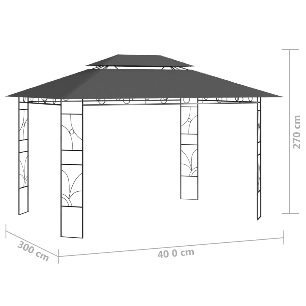vidaXL Gazebo 4x3x2.7 m Anthracite 160 g/m²