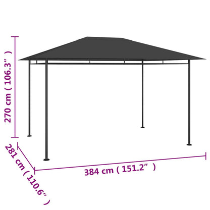 vidaXL Gazebo 384x281x270 cm Anthracite 180 g/m²