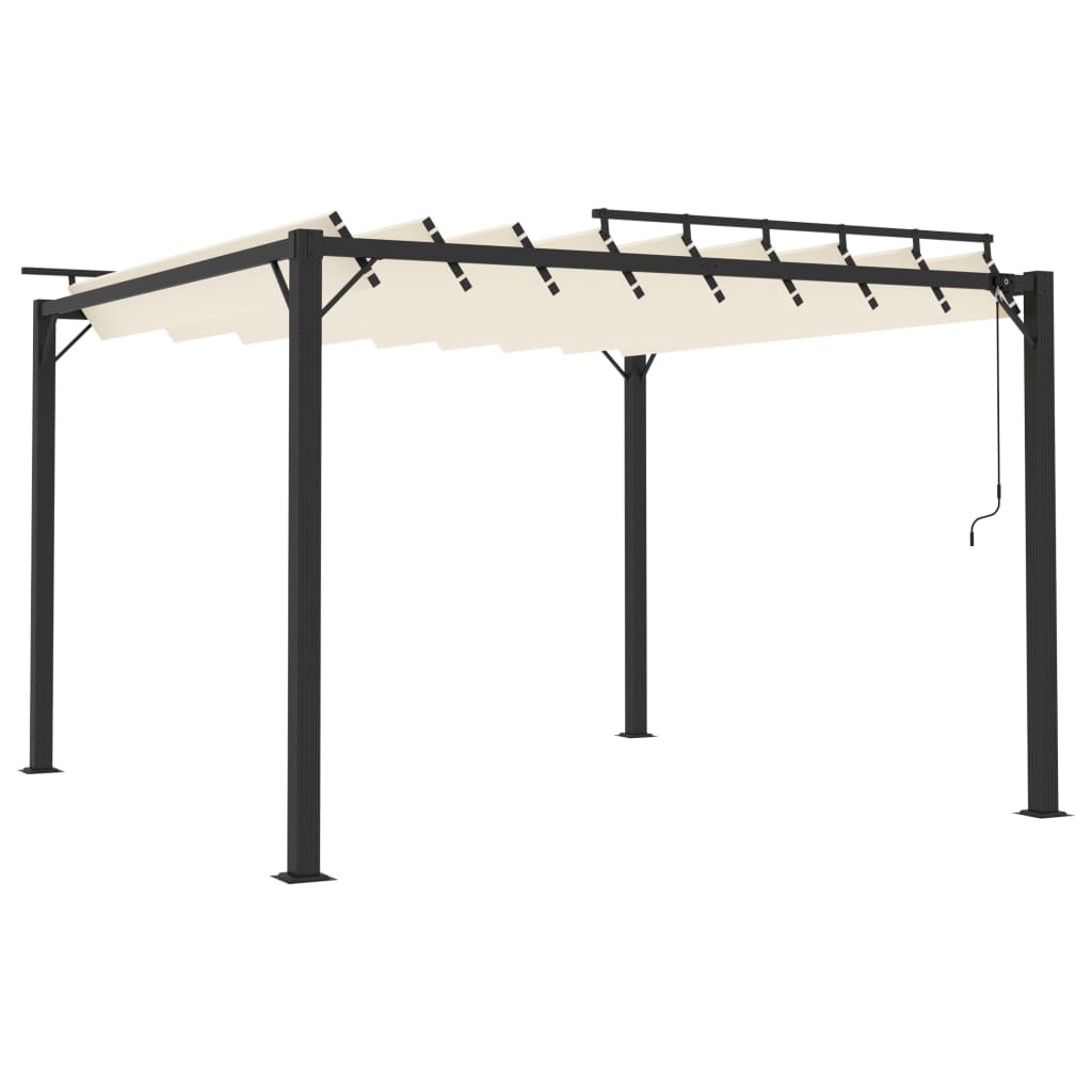 313924 vidaXL Gazebo with Louvered Roof 3x3 m Cream Fabric and Aluminium
