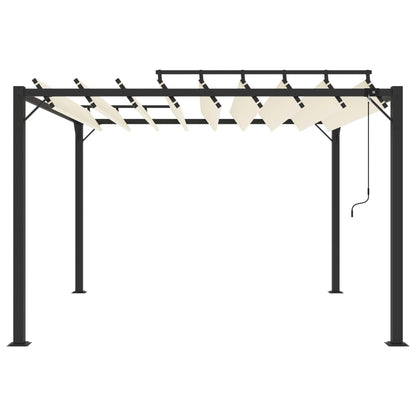 313924 vidaXL Gazebo with Louvered Roof 3x3 m Cream Fabric and Aluminium