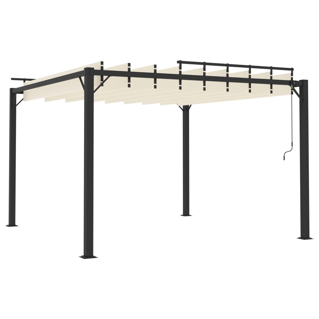 313924 vidaXL Gazebo with Louvered Roof 3x3 m Cream Fabric and Aluminium