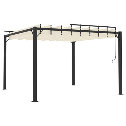 313924 vidaXL Gazebo with Louvered Roof 3x3 m Cream Fabric and Aluminium