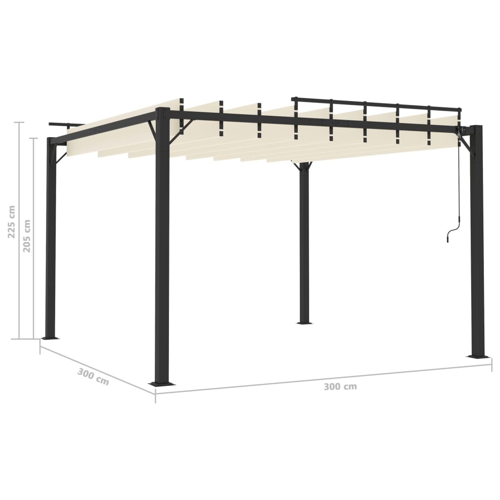 313924 vidaXL Gazebo with Louvered Roof 3x3 m Cream Fabric and Aluminium
