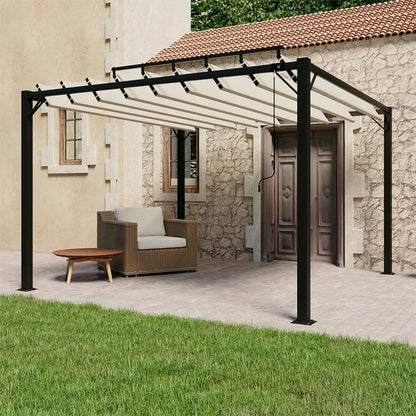 313924 vidaXL Gazebo with Louvered Roof 3x3 m Cream Fabric and Aluminium